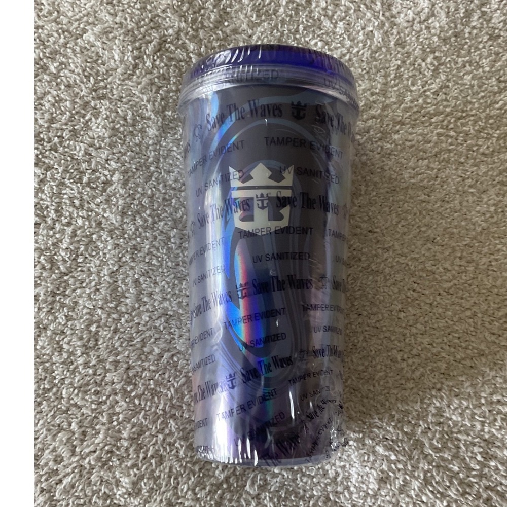 Royal Caribbean Save The Waves‎ Iridescent Purple Tumbler Travel Cup New Sealed